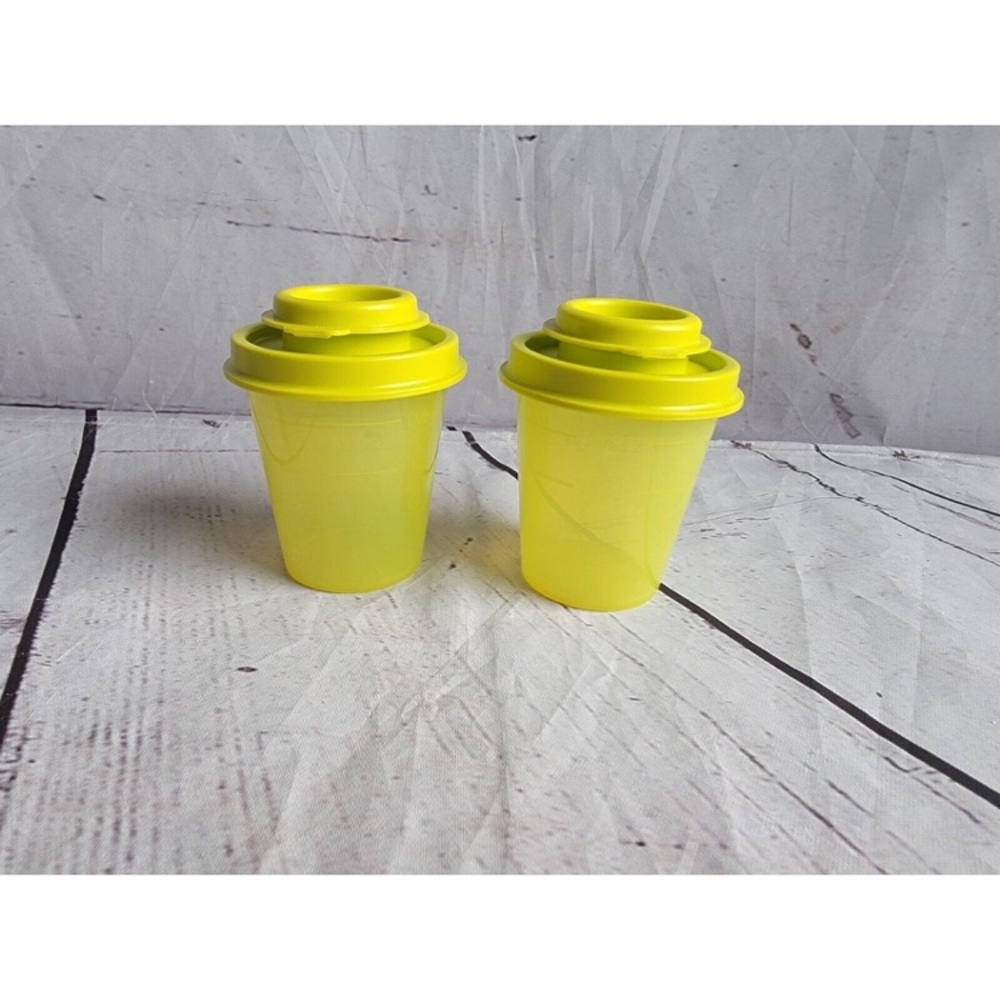 Tupperware Bright Yellow Stackable Cups with Lids